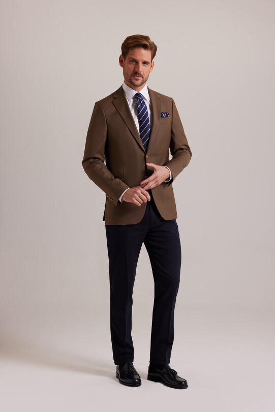 Erkek Taba Regular Fit Mono Yaka Blazer Ceket - YSF