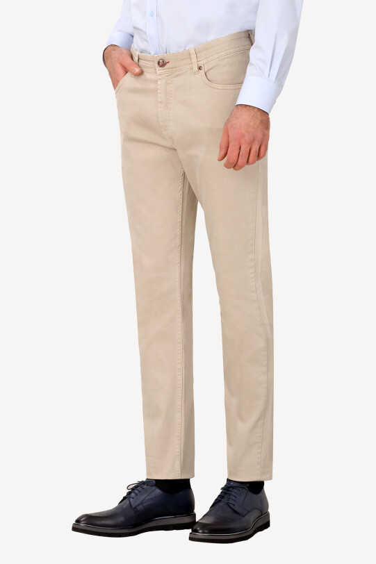 Erkek Taş Üsten Cepli Slim Fit Kanvas Pantolon