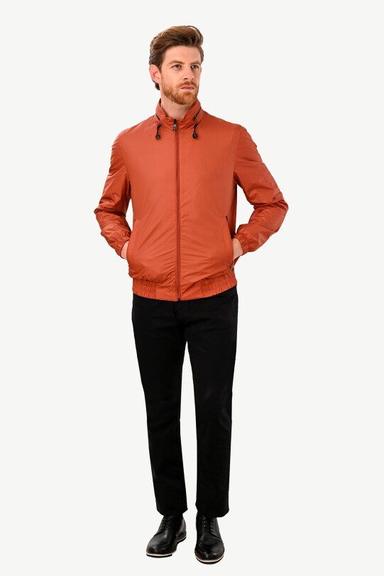 Erkek Turuncu Yazlık Spor Mont Kapüşonlu