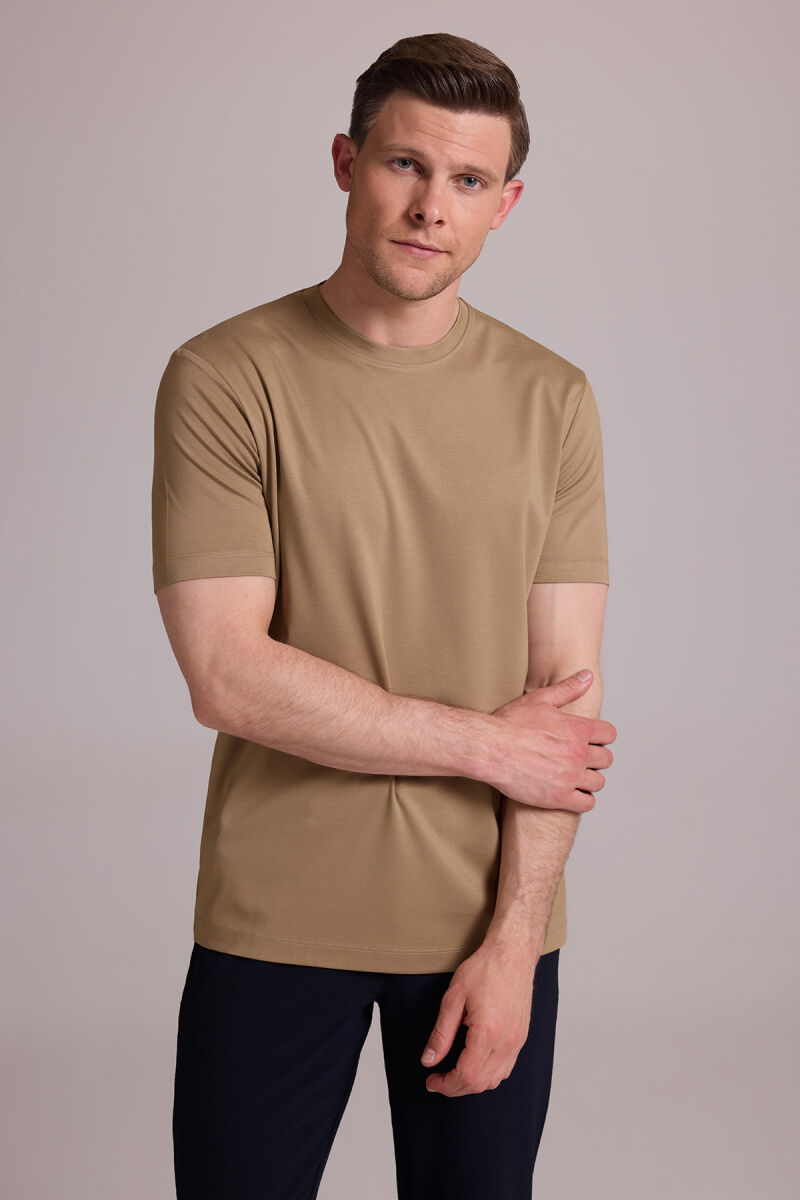 Erkek Vizon Regular Fit Bisiklet Yaka T-shirt - 2