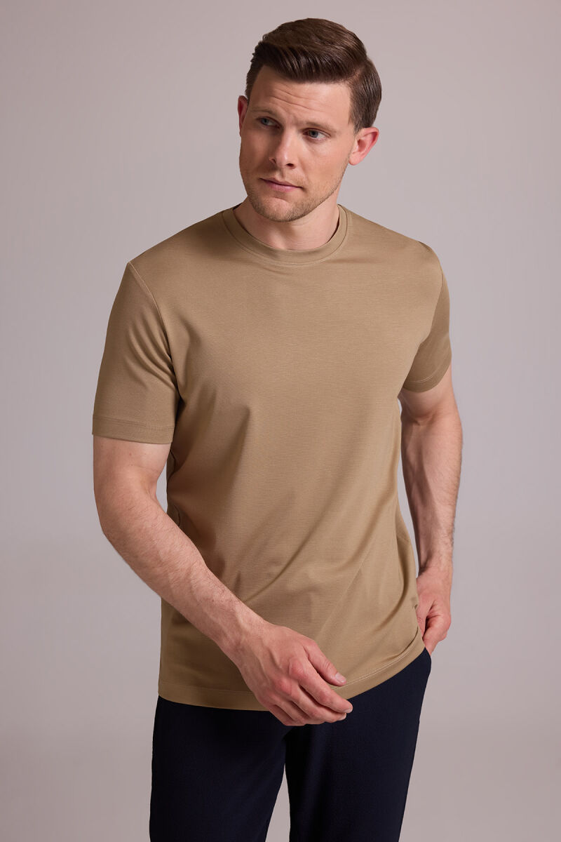 Erkek Vizon Regular Fit Bisiklet Yaka T-shirt - 6