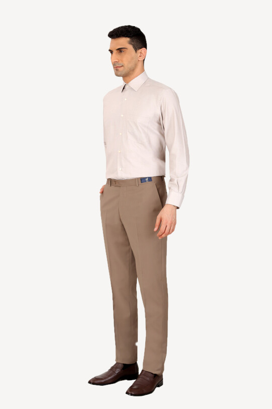 Erkek Vizon Regular Fit Kumaş Pantolon