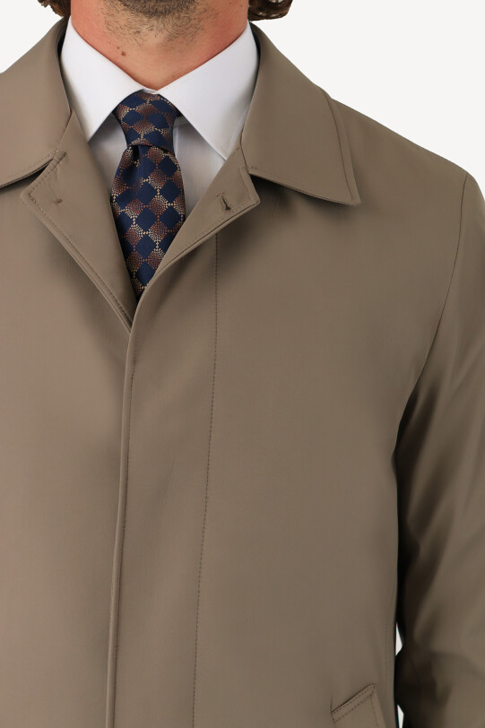 Erkek Vizon Regular Fit Pardesü İçi Çıkmalı