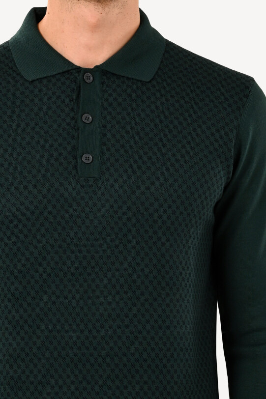 Erkek Yeşil Polo Yaka Klasik Desenli
