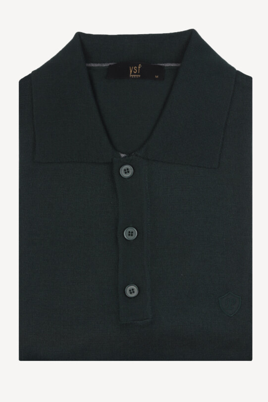 Erkek Yeşil Polo Yaka Klasik Triko