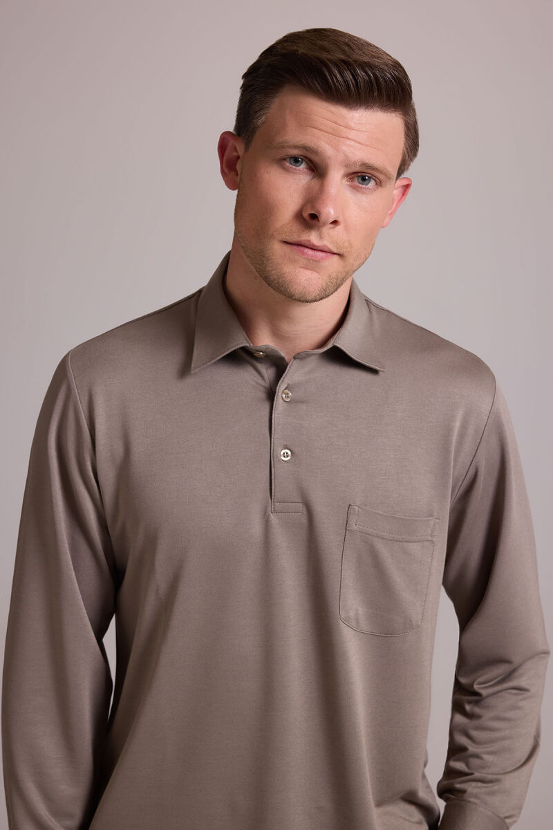 Erkek Yeşil Polo Yaka Sweatshirt - 1