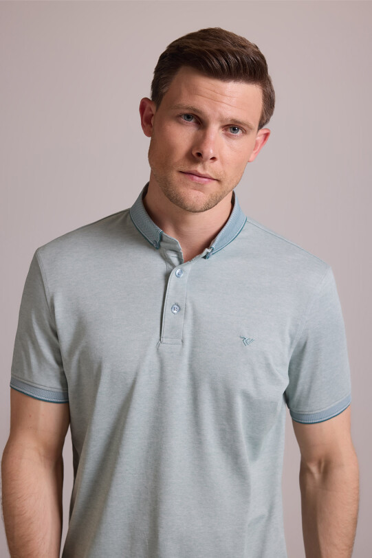 Erkek Yeşil Regular Fit Merserize Polo Yaka T-shirt