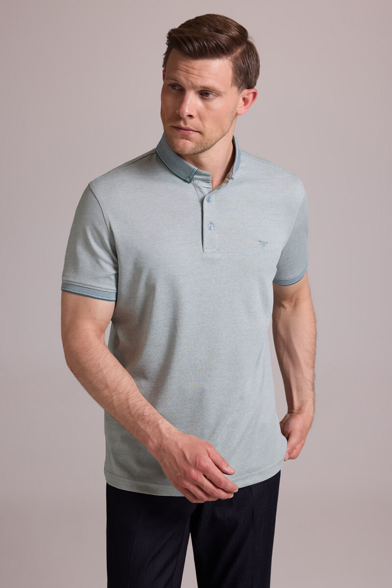 Erkek Yeşil Regular Fit Merserize Polo Yaka T-shirt - 2