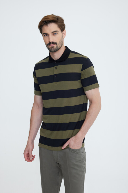 Erkek Yeşil Siyah Polo Yaka T-shirt