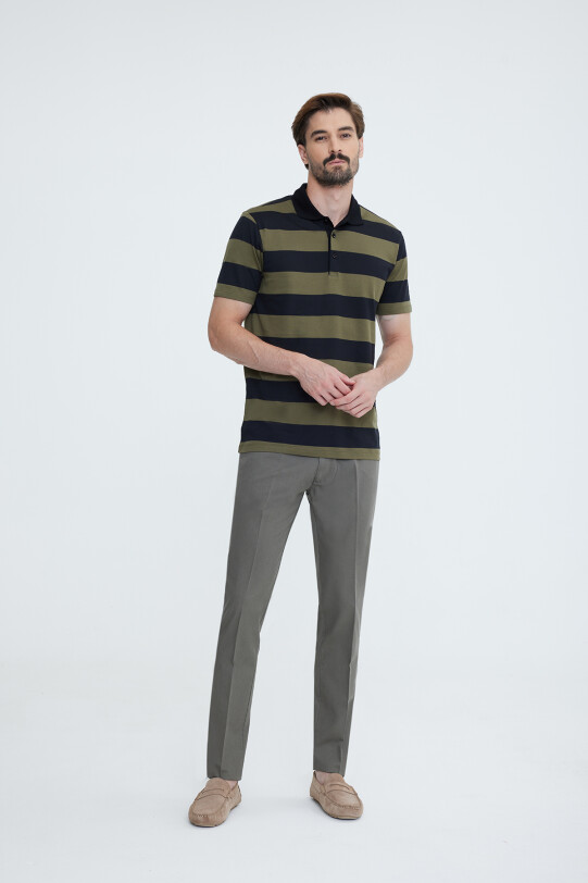 Erkek Yeşil Siyah Polo Yaka T-shirt