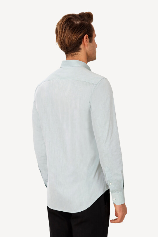 Erkek Yeşil Slim Fit Pamuk Gömlek