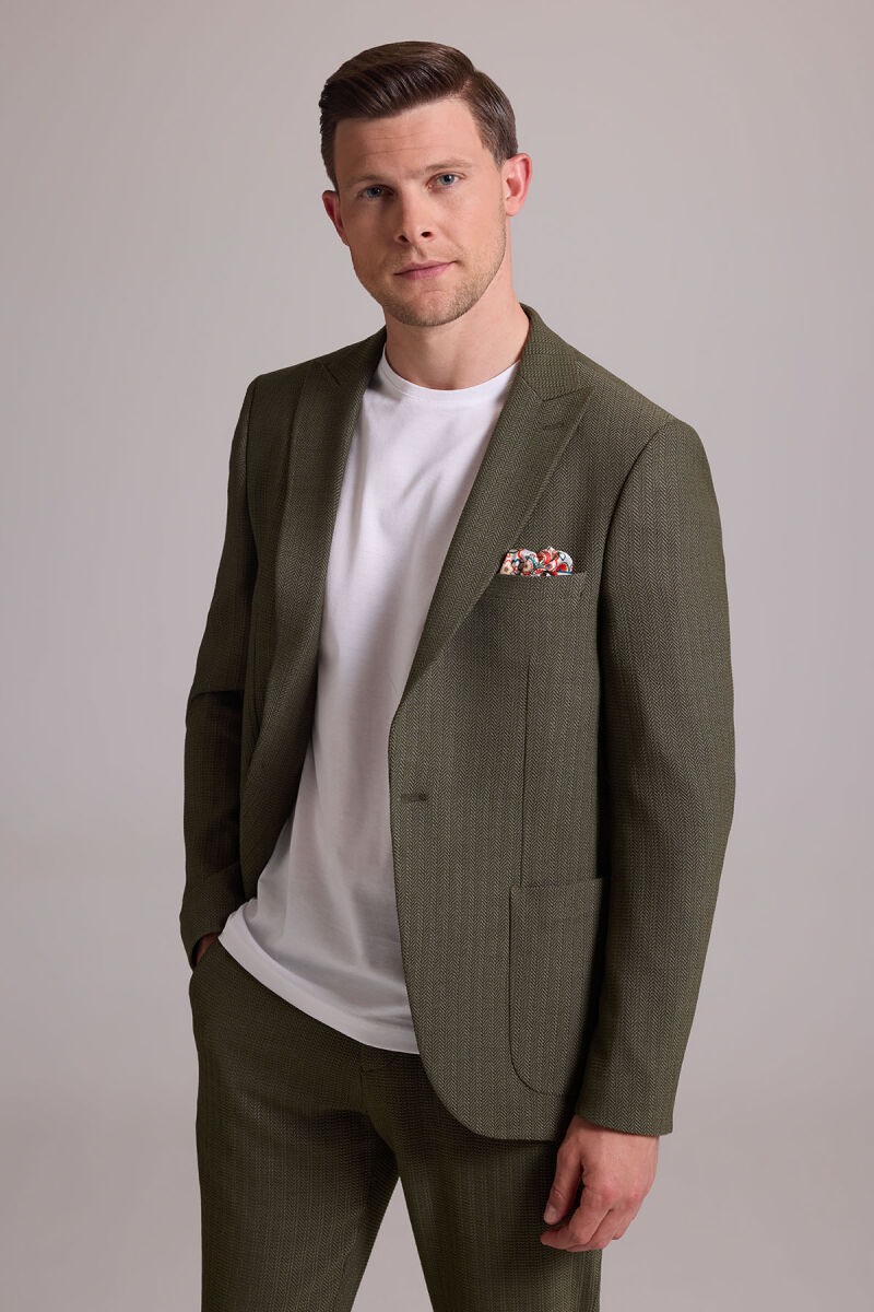 Erkek Yeşil Slim Fit Sivri Yaka Takım Elbise - 4