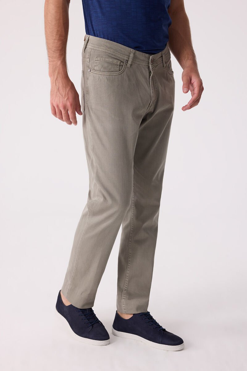 Erkek Yeşil Slim Fit Üst Cep Kanvas Pantolon - 2