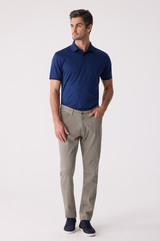 Erkek Yeşil Slim Fit Üst Cep Kanvas Pantolon