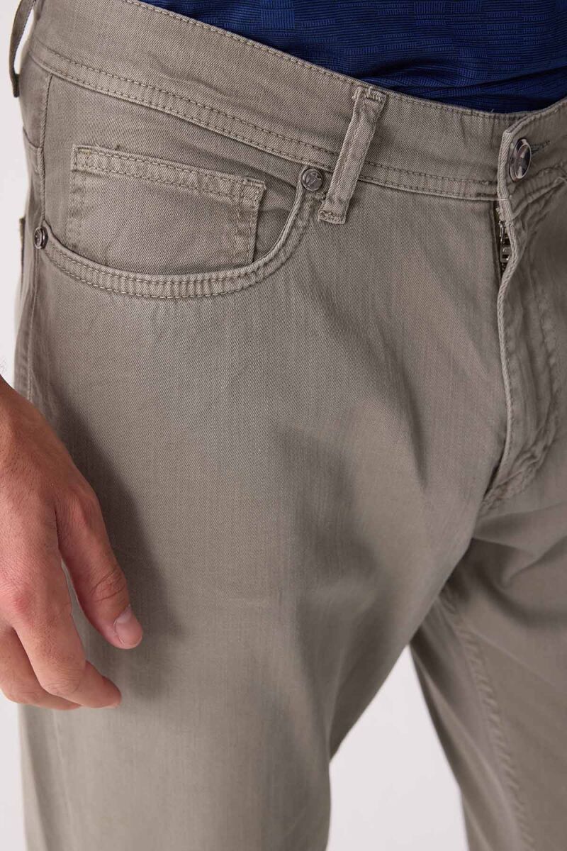 Erkek Yeşil Slim Fit Üst Cep Kanvas Pantolon - 6