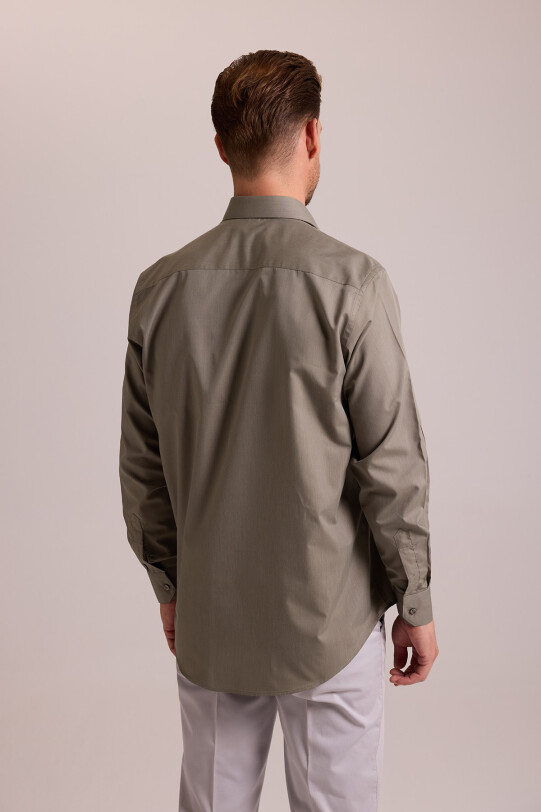 Erkek Yeşil Uzun Kol Klasik Pamuklu Gömlek