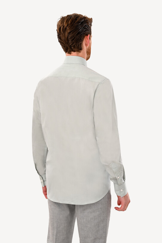 Erkek Yeşil Uzun Kol Klasik Saten Gömlek