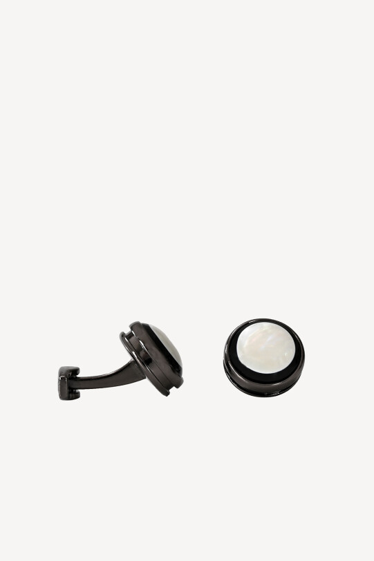 Erkek Beyaz Oval Zirkon Taşlı Kol Düğmesi - YSF (1)